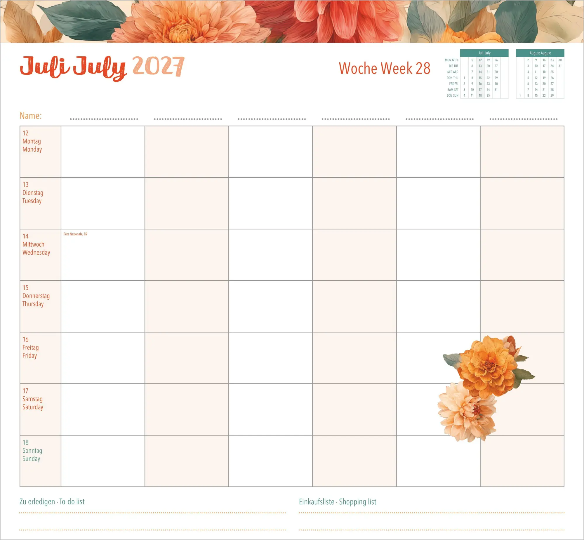 Bild: 4069095016583 | Familienwochenkalender Flowers 2027 | Neumann Verlage GmbH &amp; Co KG