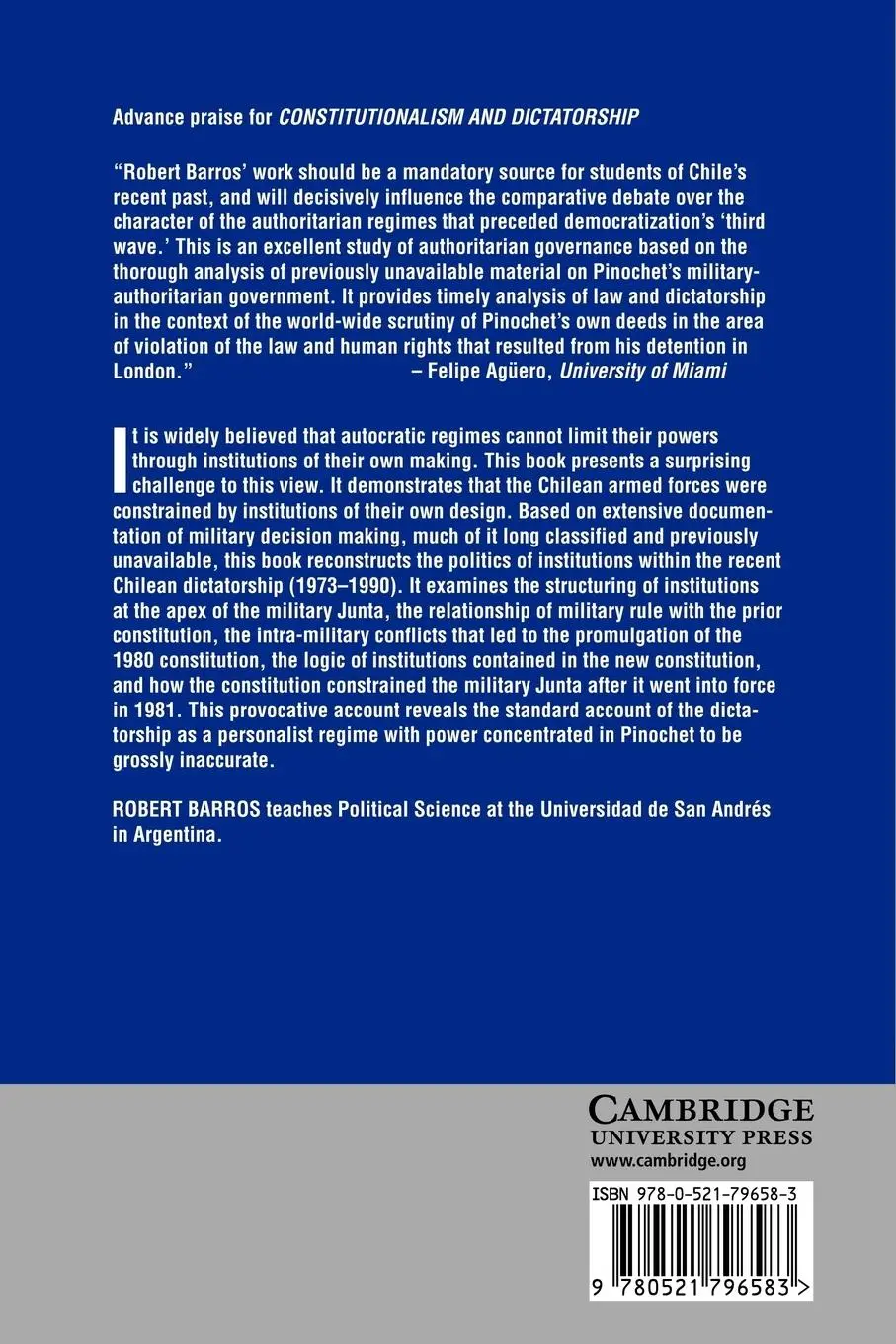 Rückseite: 9780521796583 | Constitutionalism and Dictatorship | Robert John Barros | Taschenbuch