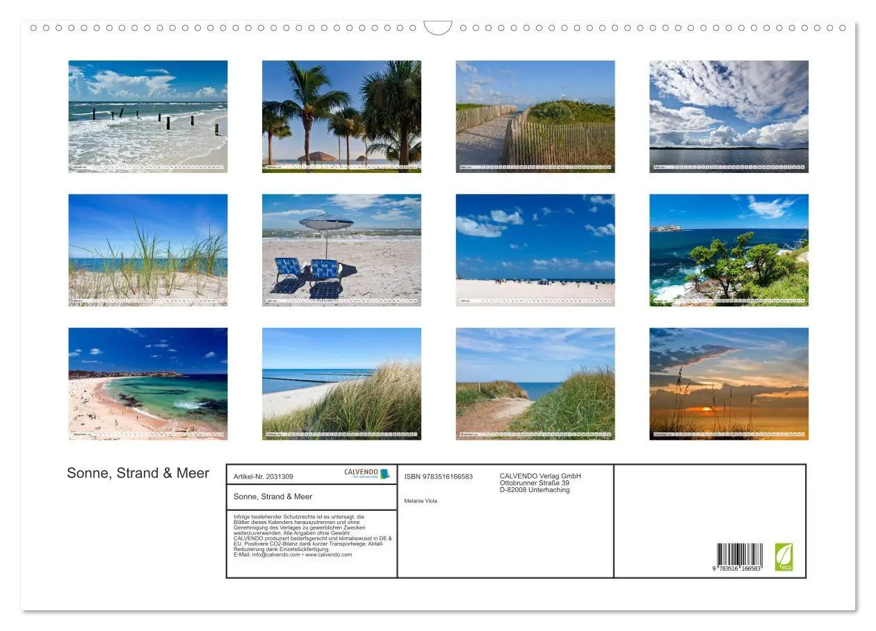 Bild: 9783516166583 | Sonne, Strand &amp; Meer (Wandkalender 2026 DIN A2 quer), CALVENDO...