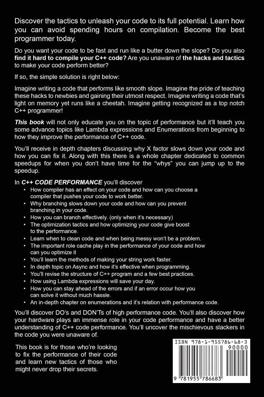 Rückseite: 9781955786683 | C++ | C++ Performance Coding | Andy Vickler | Taschenbuch | Englisch