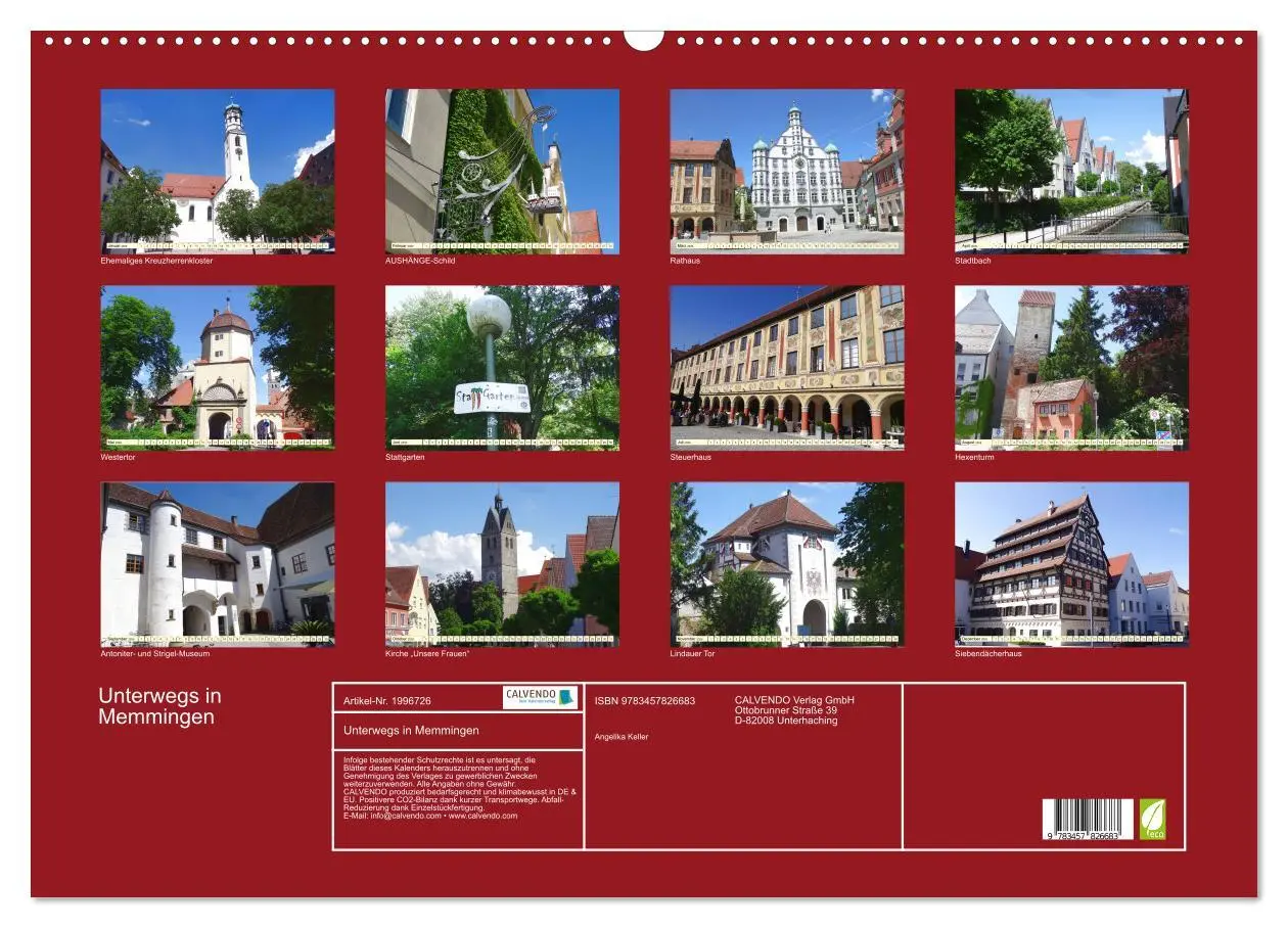 Bild: 9783457826683 | Unterwegs in Memmingen (Wandkalender 2026 DIN A2 quer), CALVENDO...