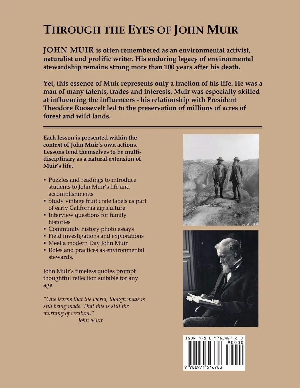 Rückseite: 9780971546783 | Through the Eyes of John Muir | Practices in Environmental Stewardship