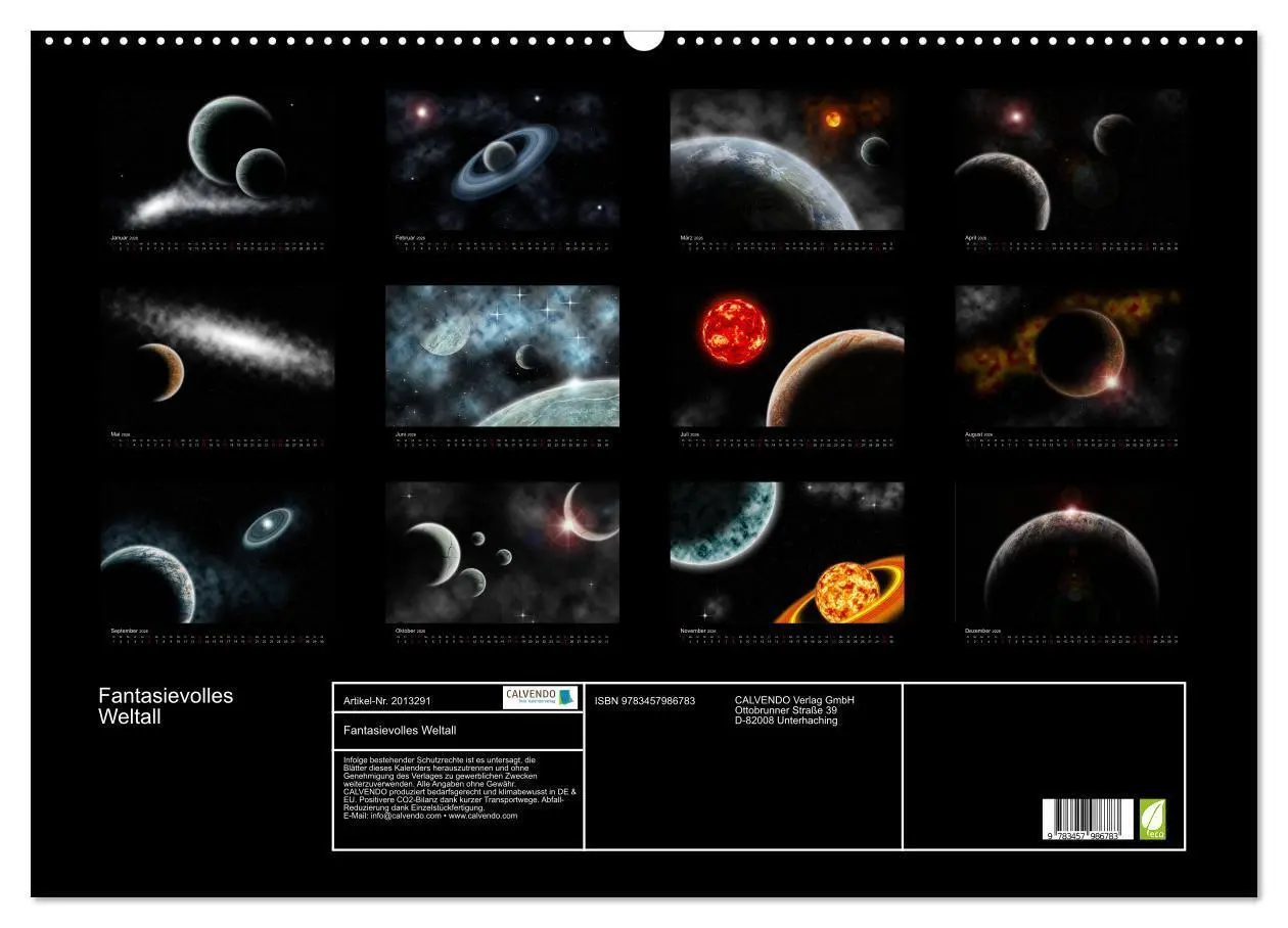 Bild: 9783457986783 | Fantasievolles Weltall (Wandkalender 2026 DIN A2 quer), CALVENDO...