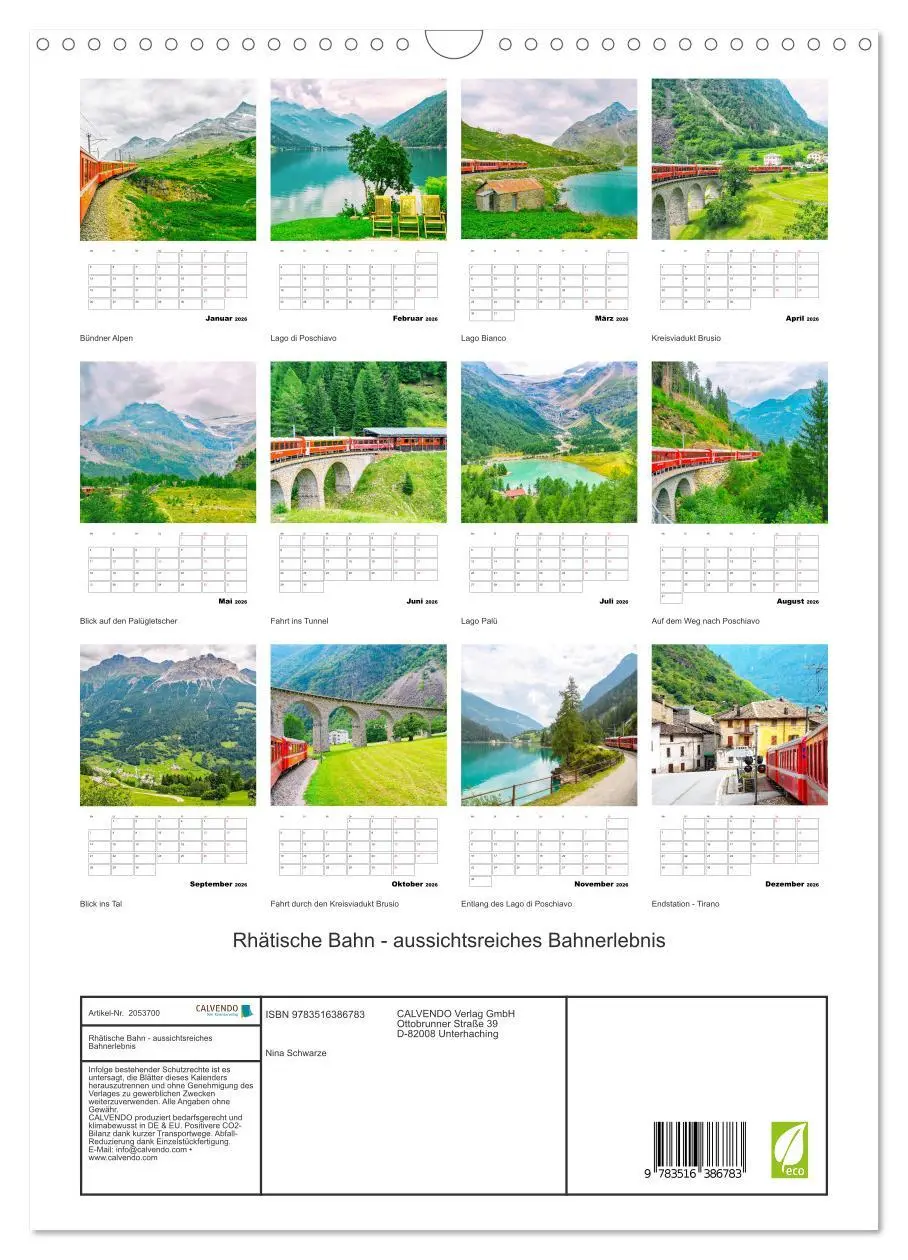 Bild: 9783516386783 | Rhätische Bahn - aussichtsreiches Bahnerlebnis (Wandkalender 2026...