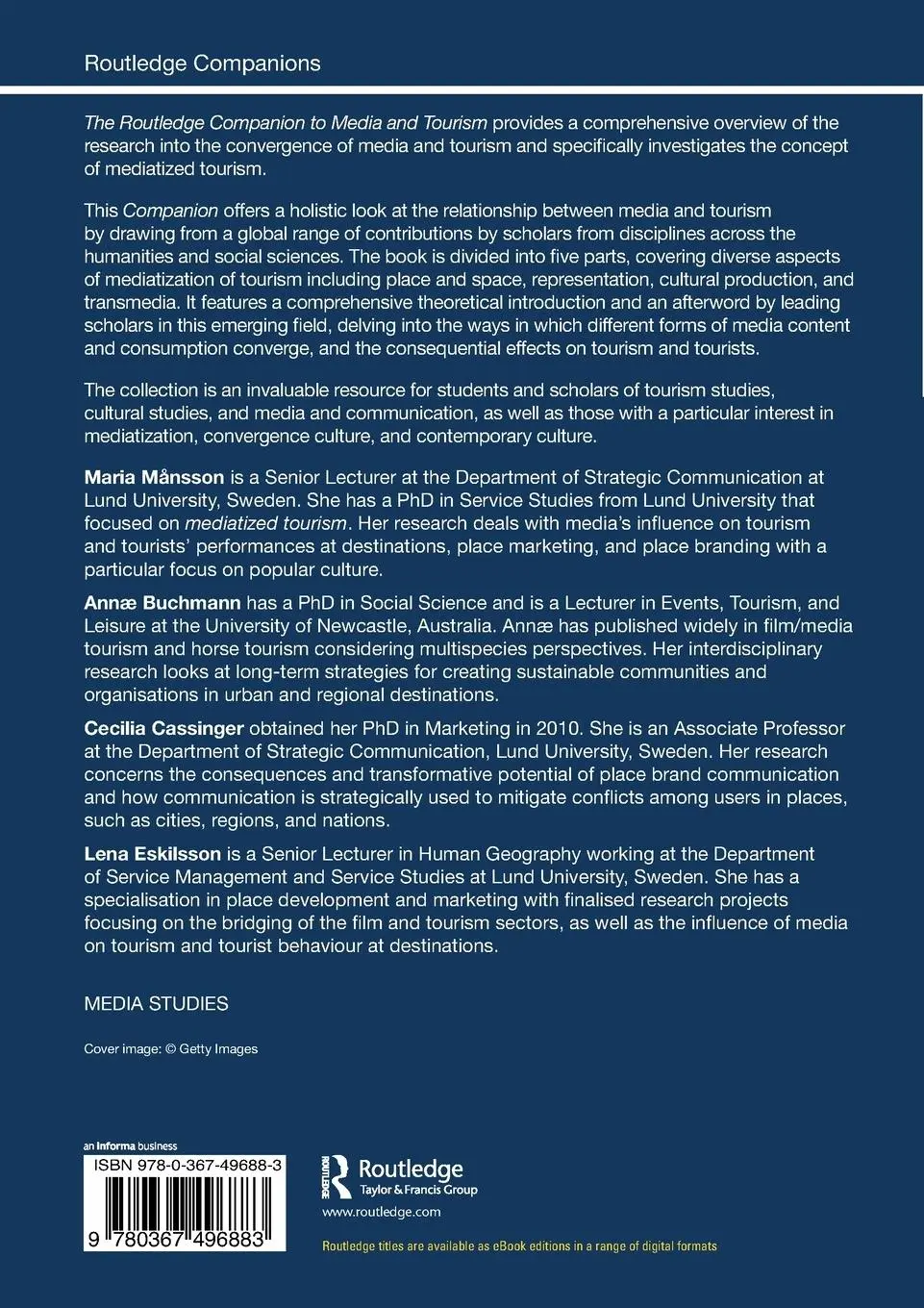 Rückseite: 9780367496883 | The Routledge Companion to Media and Tourism | Maria Månsson (u. a.)