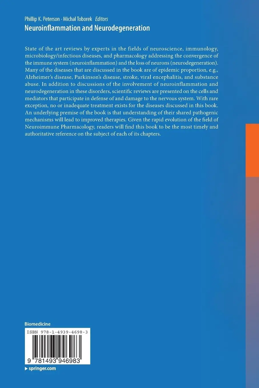 Rückseite: 9781493946983 | Neuroinflammation and Neurodegeneration | Phillip K. Peterson (u. a.)