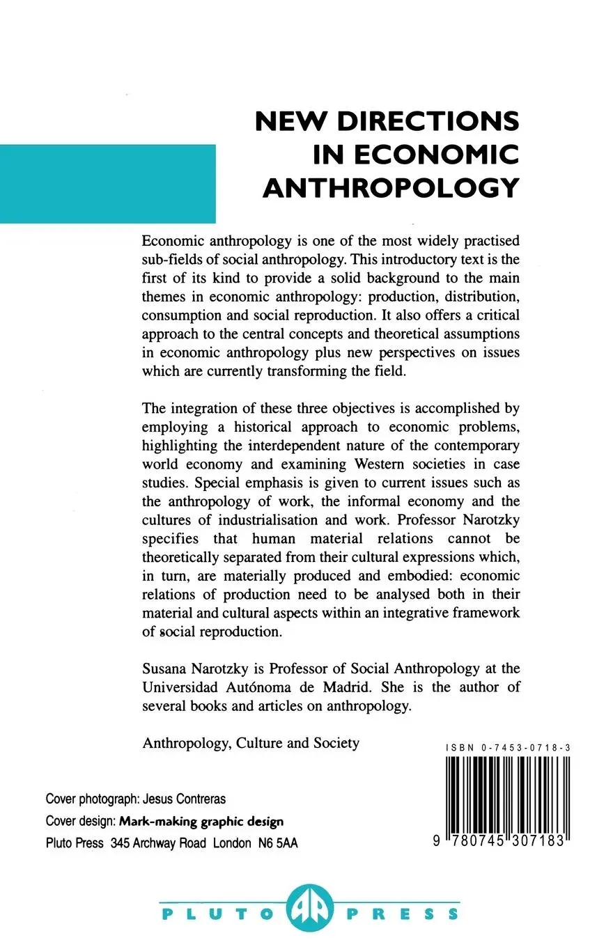 Rückseite: 9780745307183 | New Directions In Economic Anthropology | Susana Narotzky | Buch