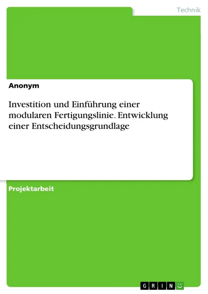 Cover: 9783346347183 | Investition und Einführung einer modularen Fertigungslinie....