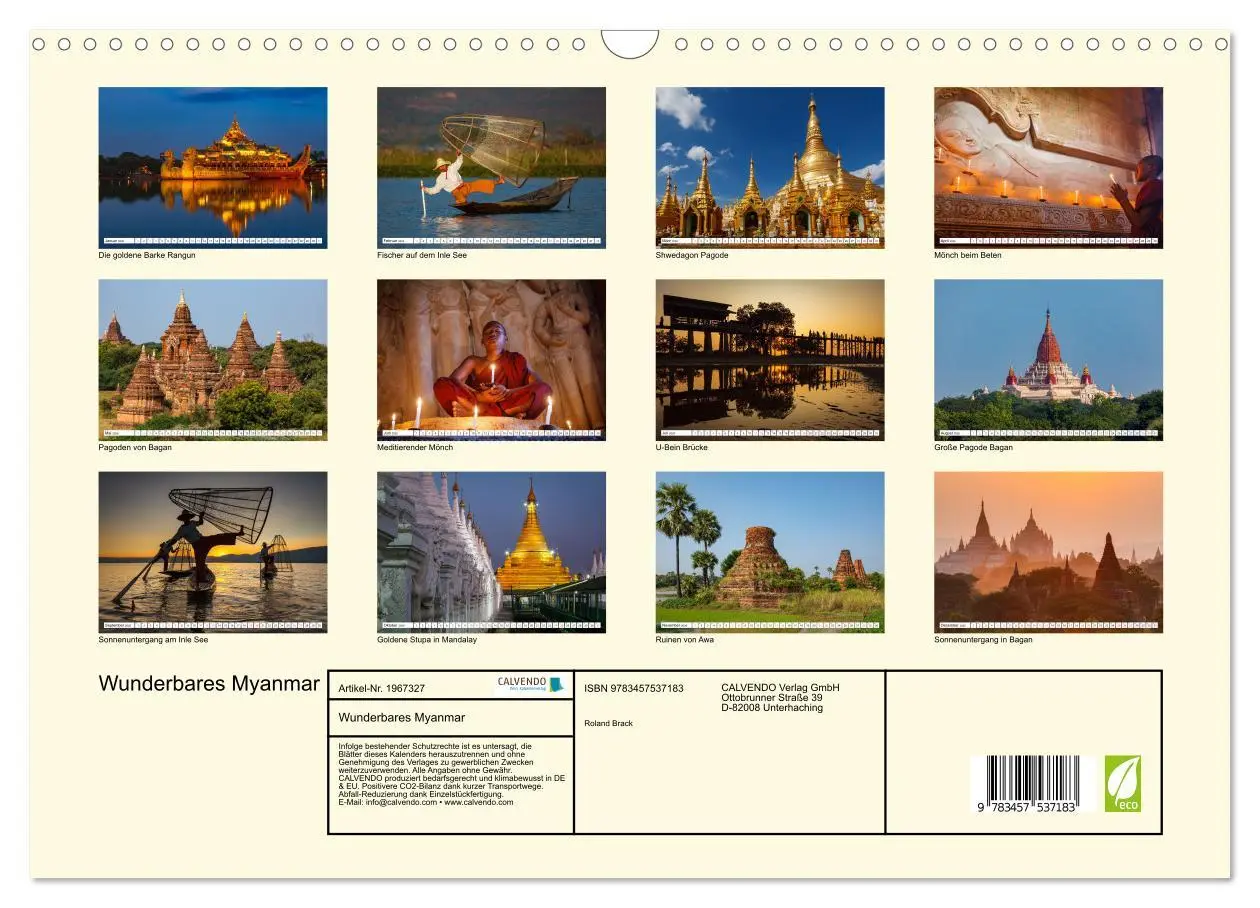 Bild: 9783457537183 | Wunderbares Myanmar (Wandkalender 2026 DIN A3 quer), CALVENDO...