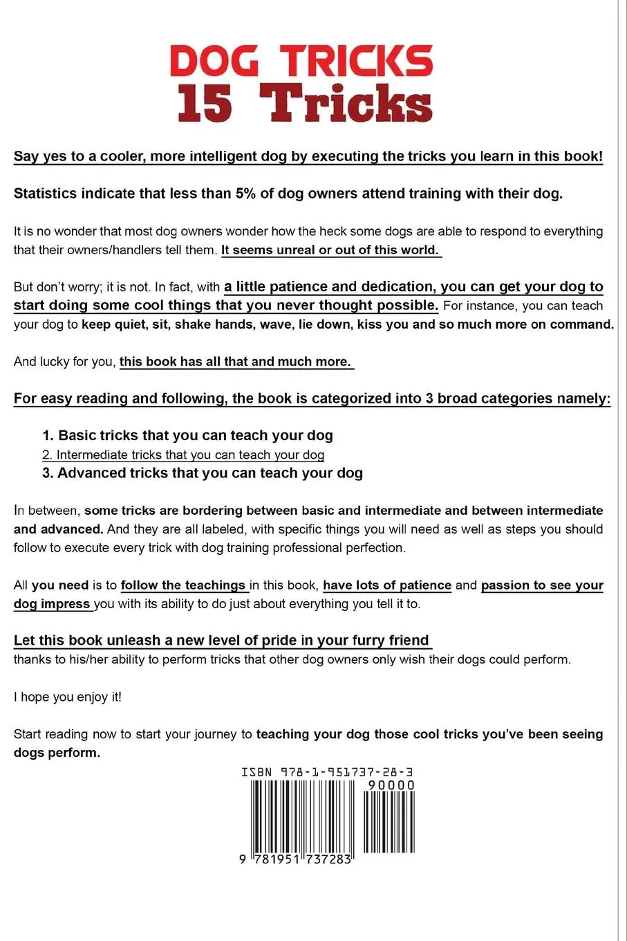 Rückseite: 9781951737283 | Dog Tricks | 15 Tricks You Must Teach Your Dog before Anything Else