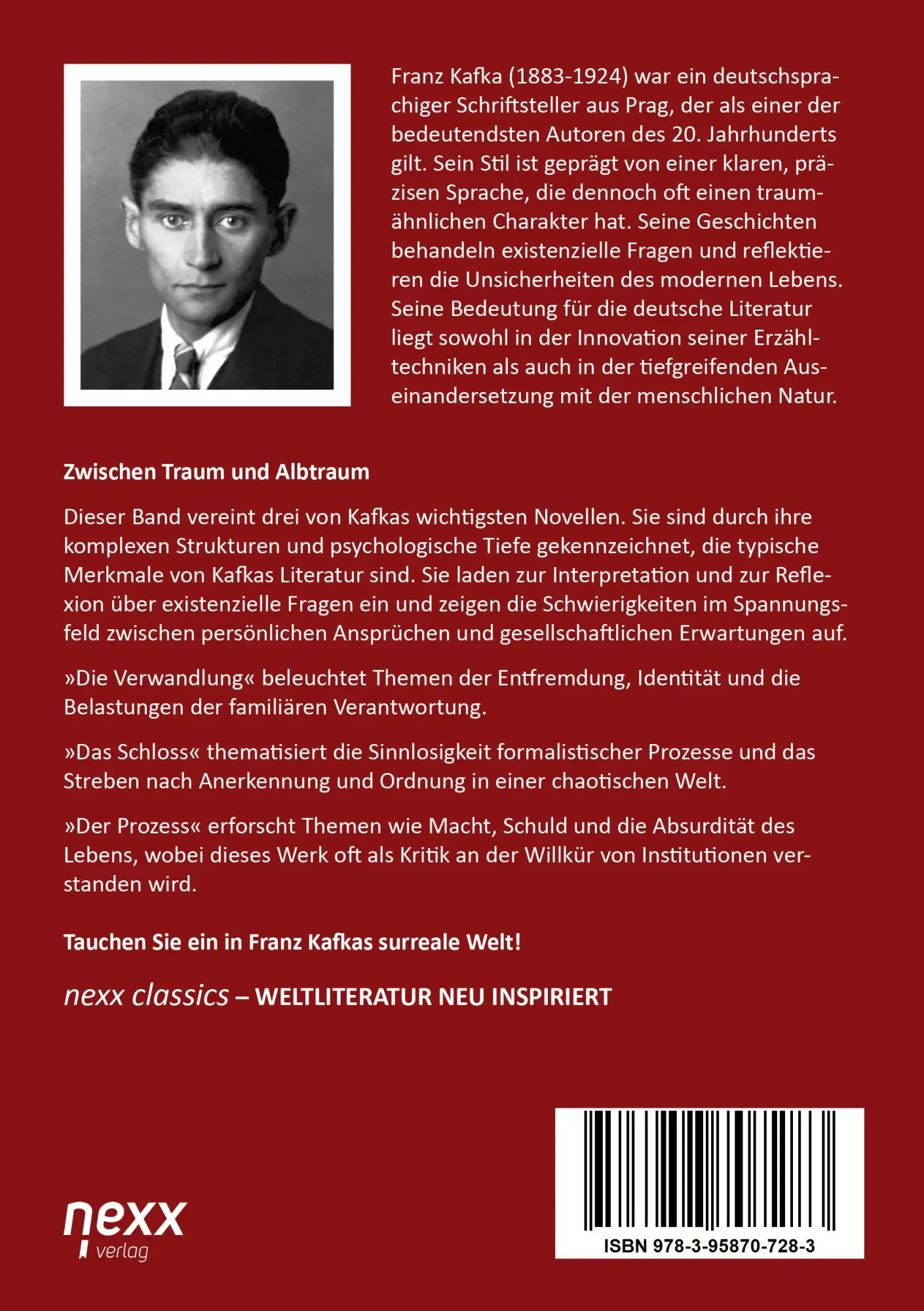 Rückseite: 9783958707283 | Die Verwandlung. Das Schloss. Der Prozess. | Franz Kafka | Taschenbuch