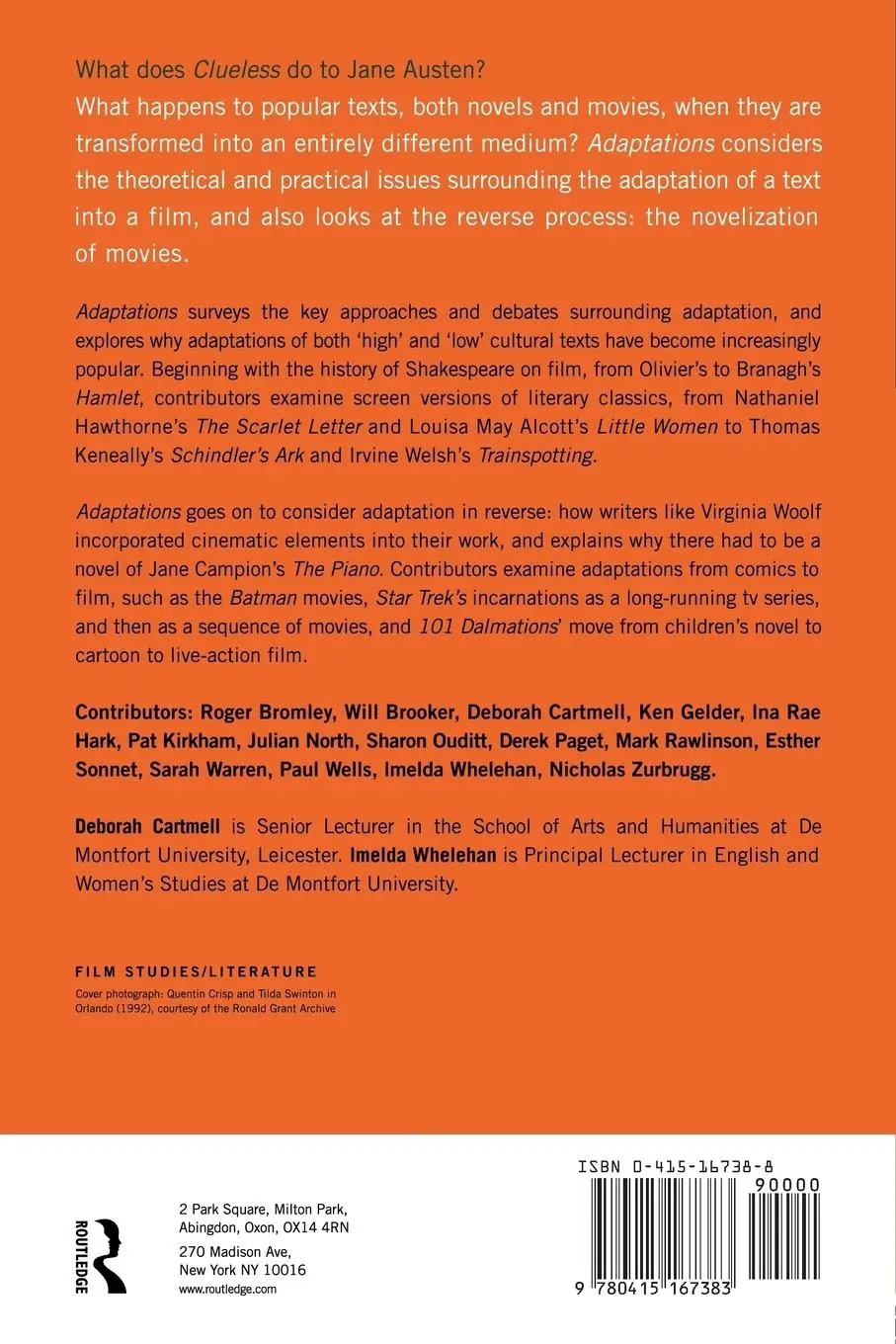 Rückseite: 9780415167383 | Adaptations | From Text to Screen, Screen to Text | Cartmell (u. a.)