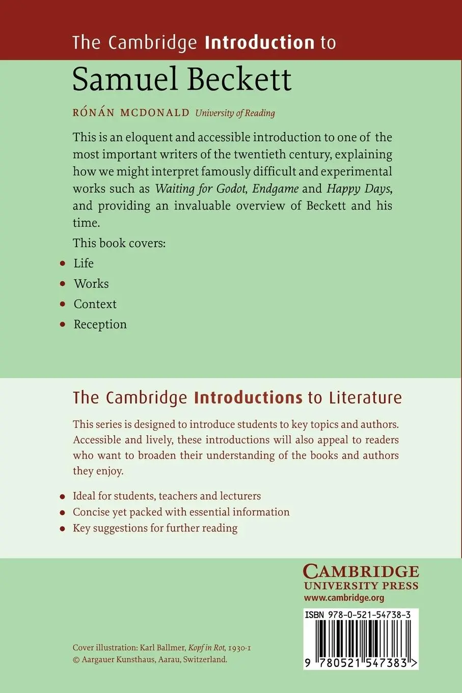 Rückseite: 9780521547383 | The Cambridge Introduction to Samuel Beckett | Ronan Mcdonald | Buch