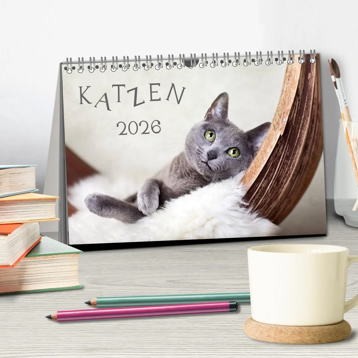 Bild: 9783516227383 | Katzen 2026 (Tischkalender 2026 DIN A5 quer), CALVENDO Monatskalender