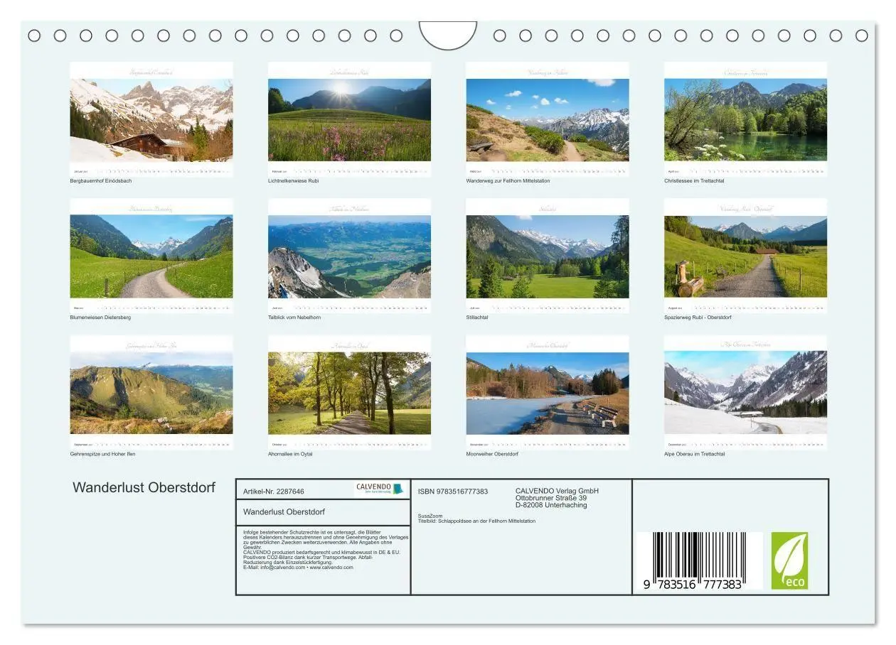 Bild: 9783516777383 | Wanderlust Oberstdorf (Wandkalender 2027 DIN A4 quer), CALVENDO...