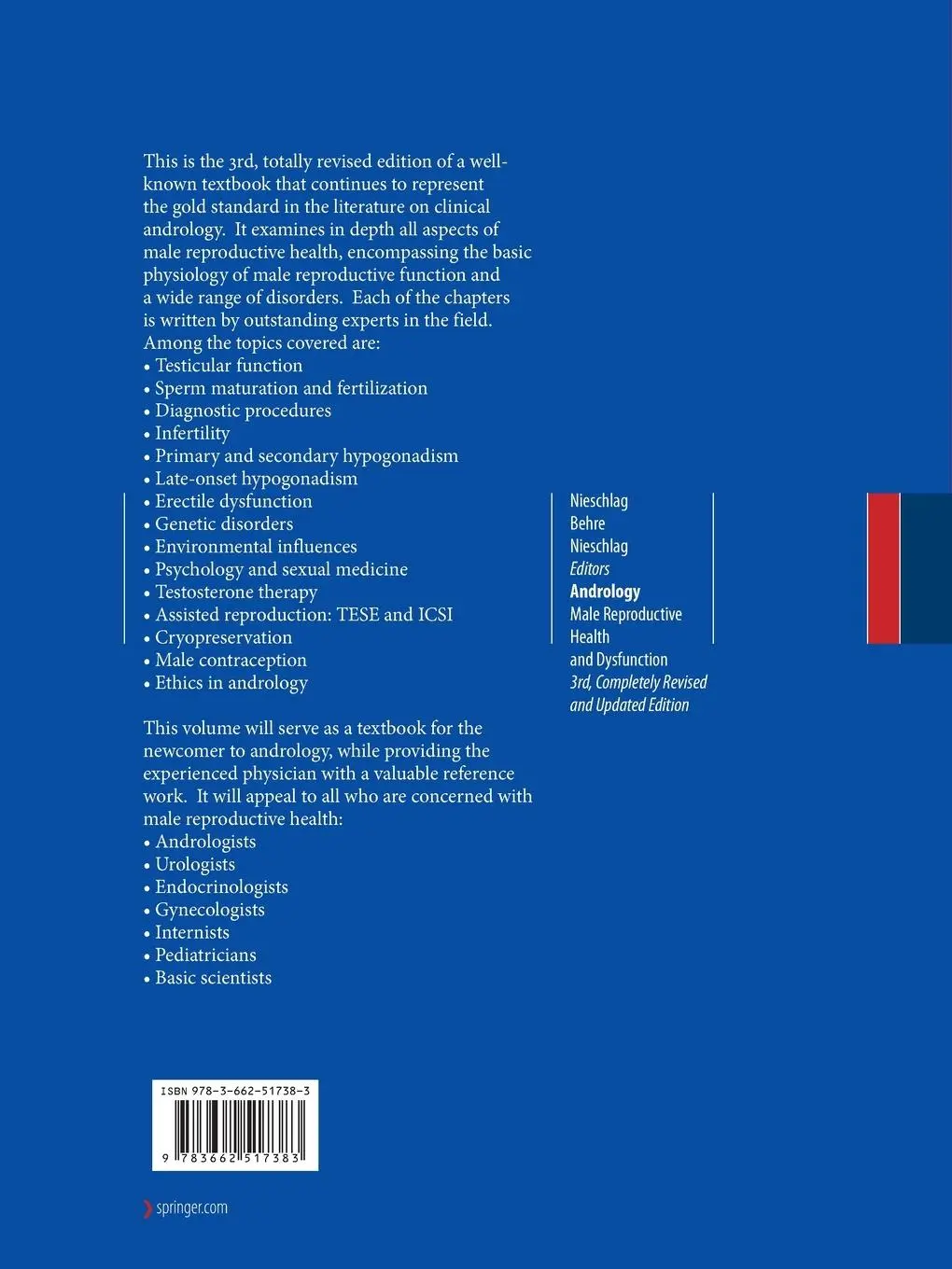 Rückseite: 9783662517383 | Andrology | Male Reproductive Health and Dysfunction | Taschenbuch