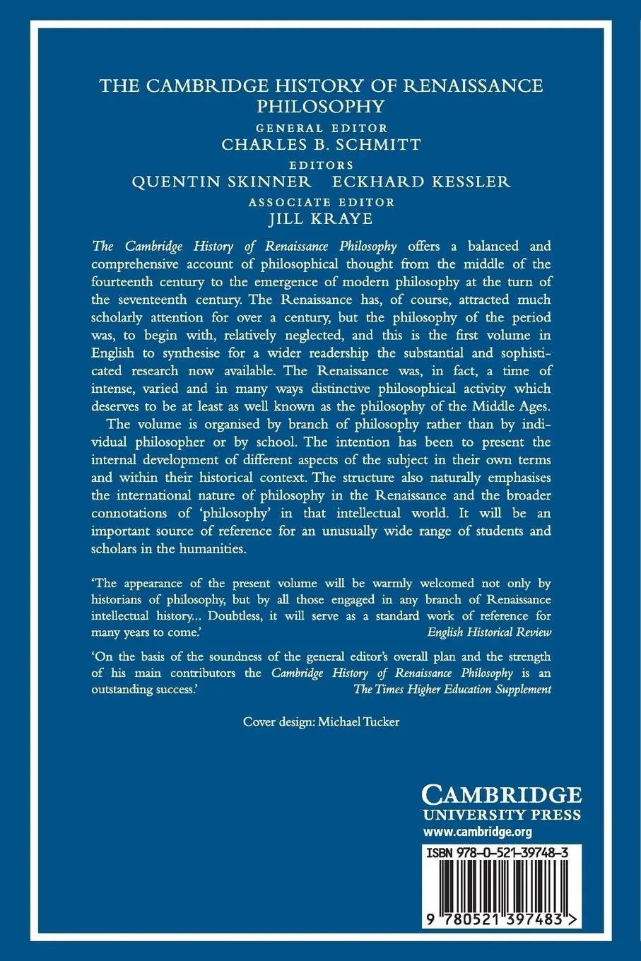Rückseite: 9780521397483 | The Cambridge History of Renaissance Philosophy | Schmitt (u. a.)