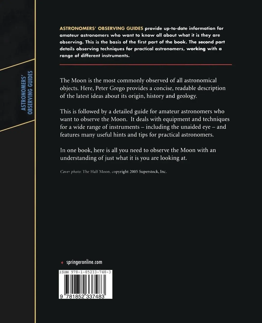 Rückseite: 9781852337483 | The Moon and How to Observe It | Peter Grego | Taschenbuch | xi | 2005