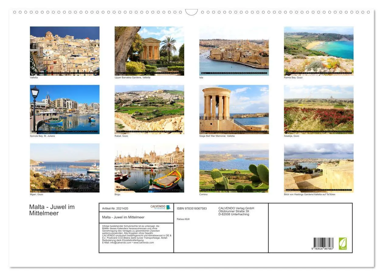 Bild: 9783516067583 | Malta - Juwel im Mittelmeer (Wandkalender 2026 DIN A2 quer),...