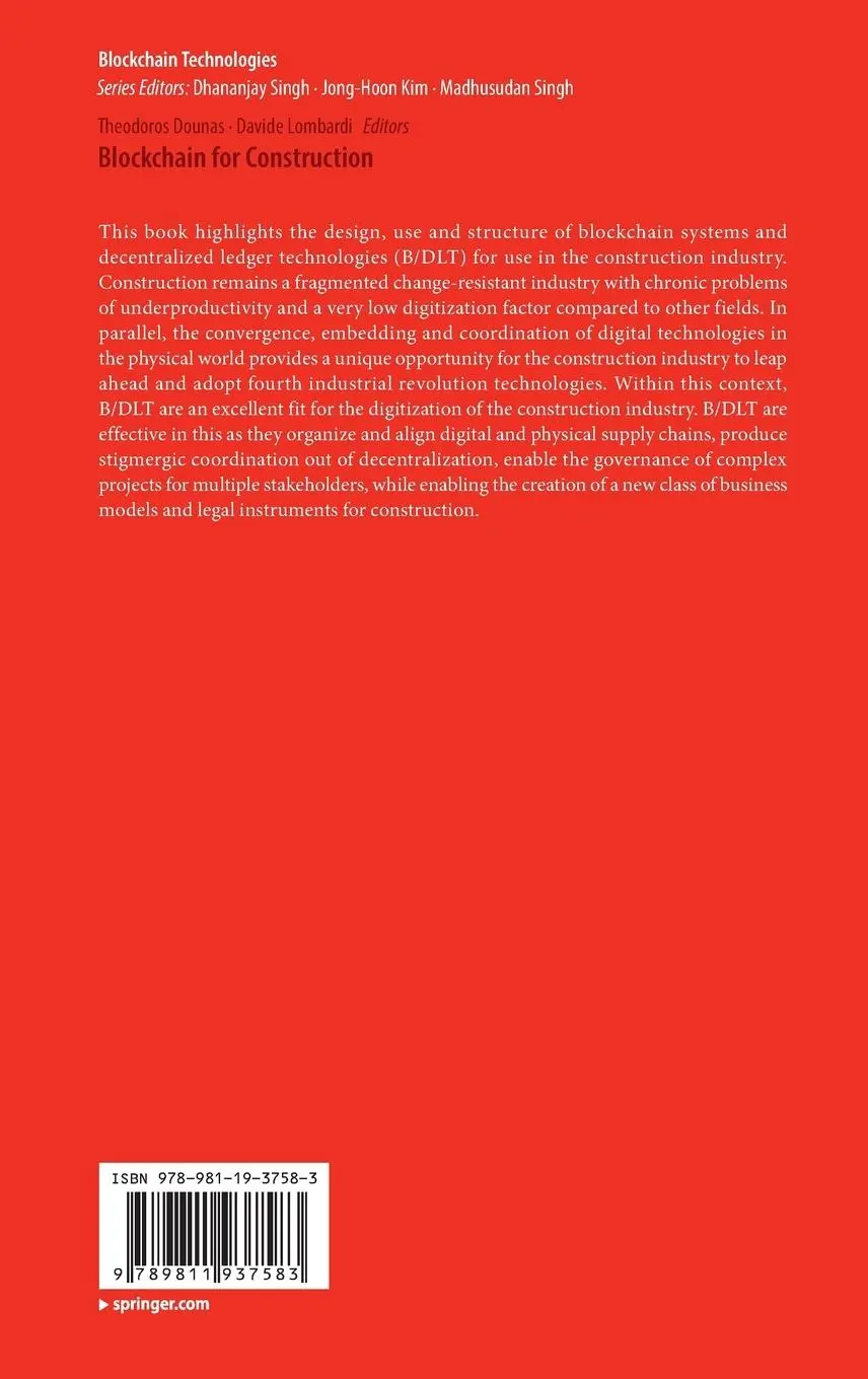 Rückseite: 9789811937583 | Blockchain for Construction | Davide Lombardi (u. a.) | Buch | vi
