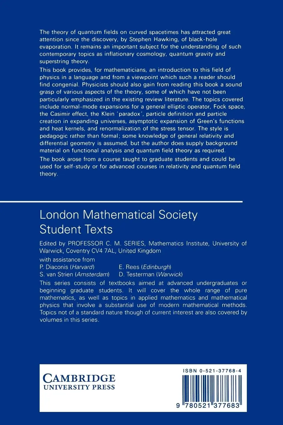 Rückseite: 9780521377683 | Aspects of Quantum Field Theory in Curved Spacetime | Fulling (u. a.)