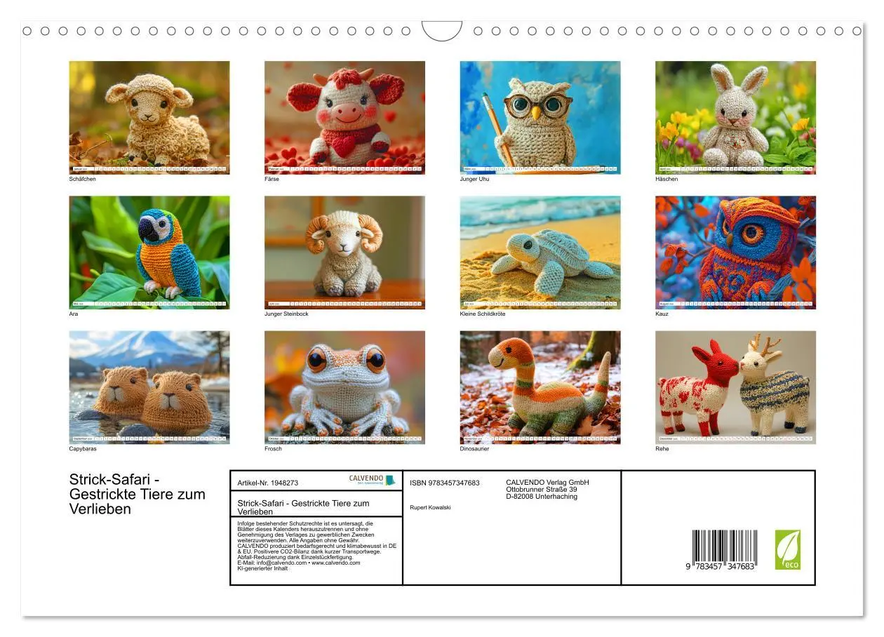 Bild: 9783457347683 | Strick-Safari - Gestrickte Tiere zum Verlieben (Wandkalender 2026...