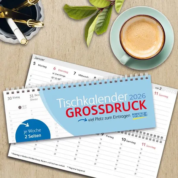 Bild: 9783731887683 | Tischquerkalender Großdruck 2026 | Verlag Korsch | Kalender | 128 S.