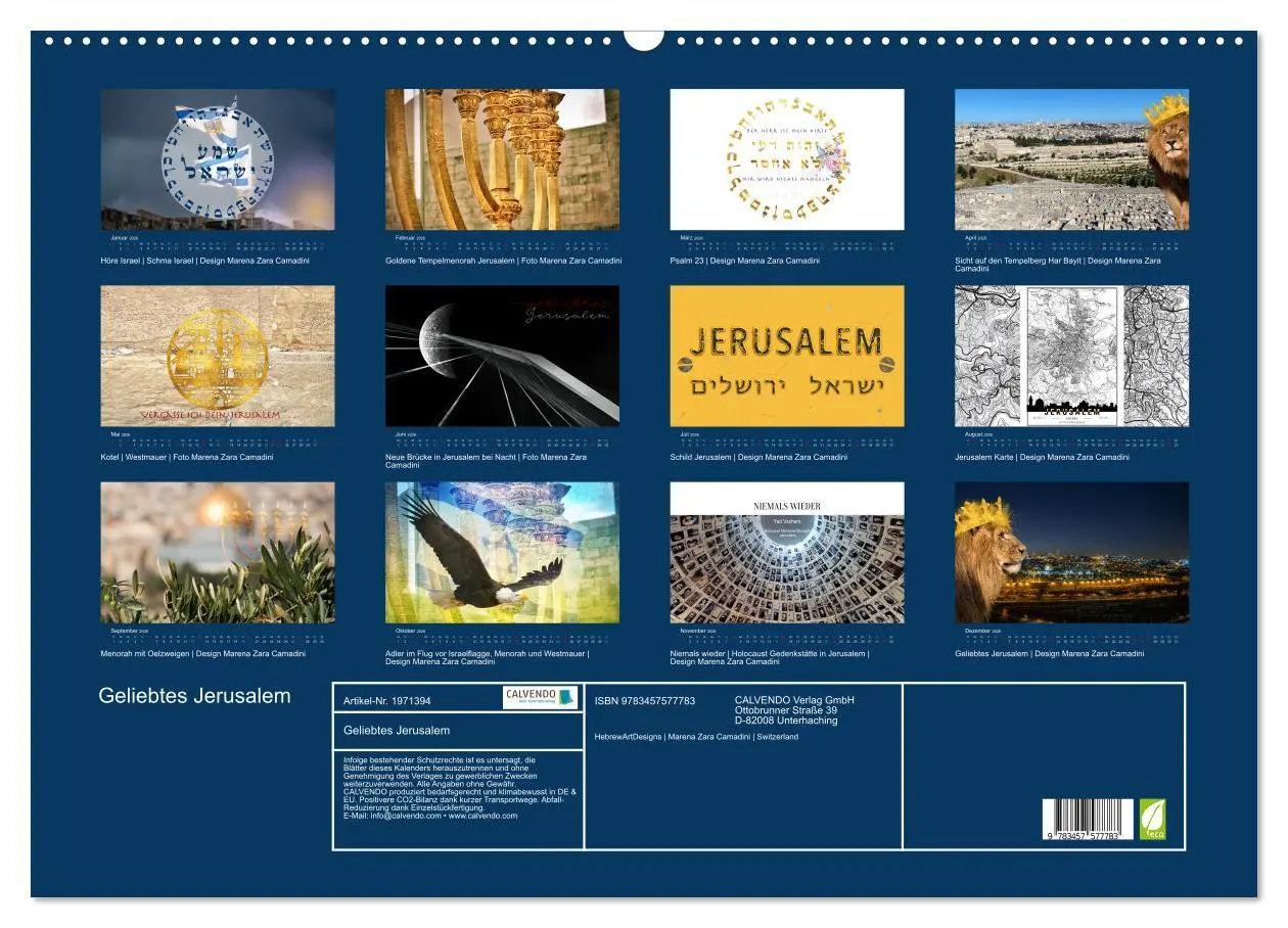Bild: 9783457577783 | Geliebtes Jerusalem (Wandkalender 2026 DIN A2 quer), CALVENDO...