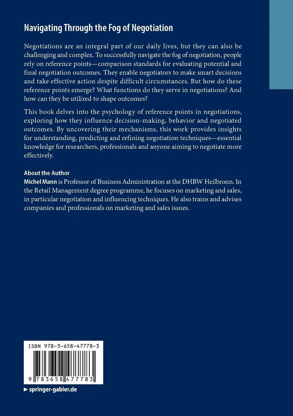 Rückseite: 9783658477783 | Navigating Through the Fog of Negotiation | Michel Mann | Taschenbuch