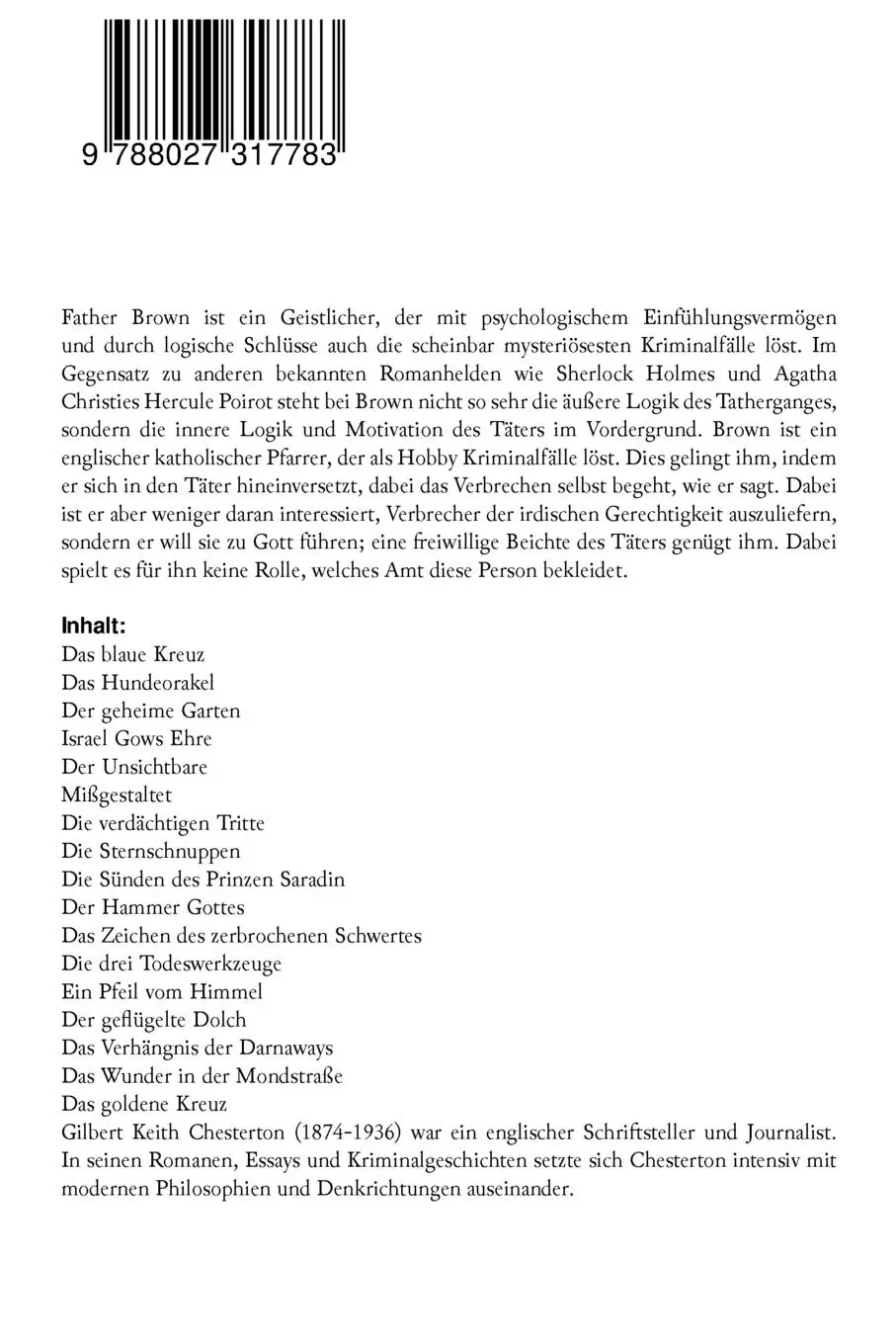 Rückseite: 9788027317783 | Father Brown | G. K. Chesterton | Taschenbuch | 200 S. | Englisch