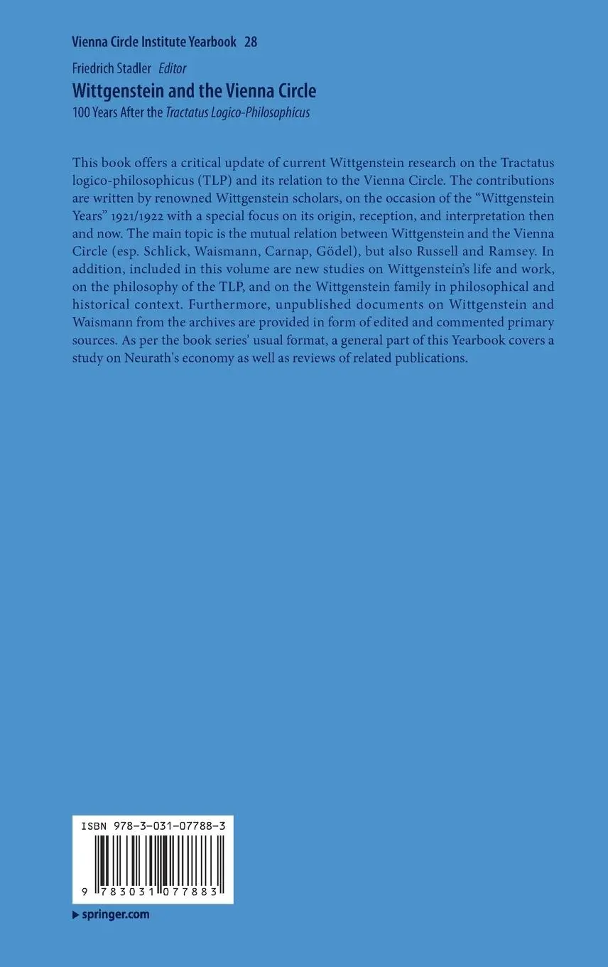 Rückseite: 9783031077883 | Wittgenstein and the Vienna Circle | Friedrich Stadler | Buch | xiii