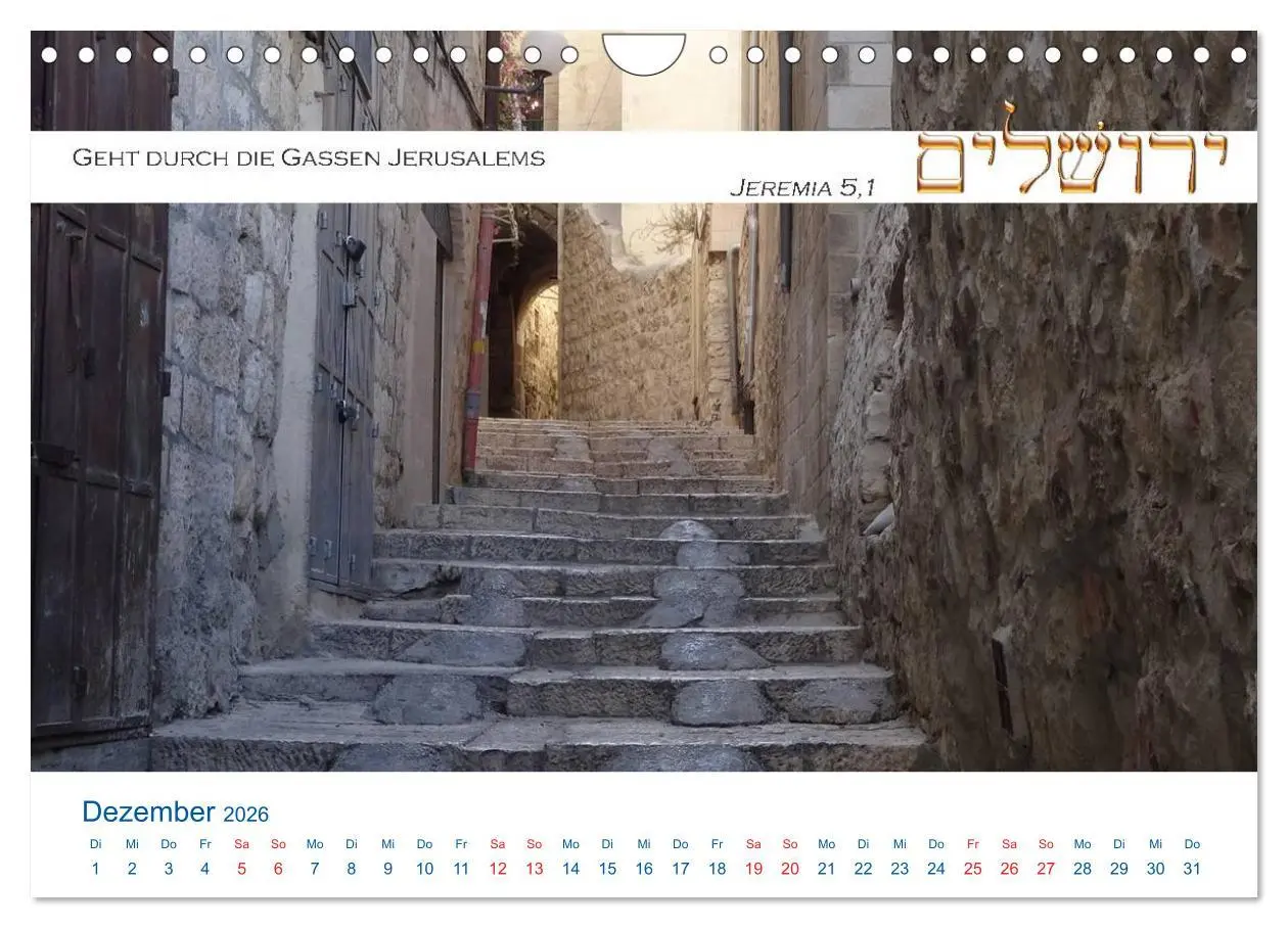 Bild: 9783516107883 | Jerusalem. Kalender mit Bibelworten (Wandkalender 2026 DIN A4...