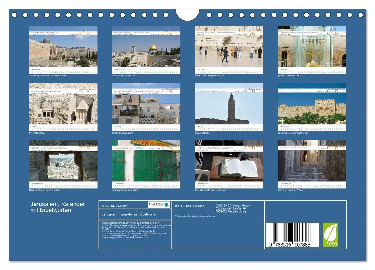 Bild: 9783516107883 | Jerusalem. Kalender mit Bibelworten (Wandkalender 2026 DIN A4...