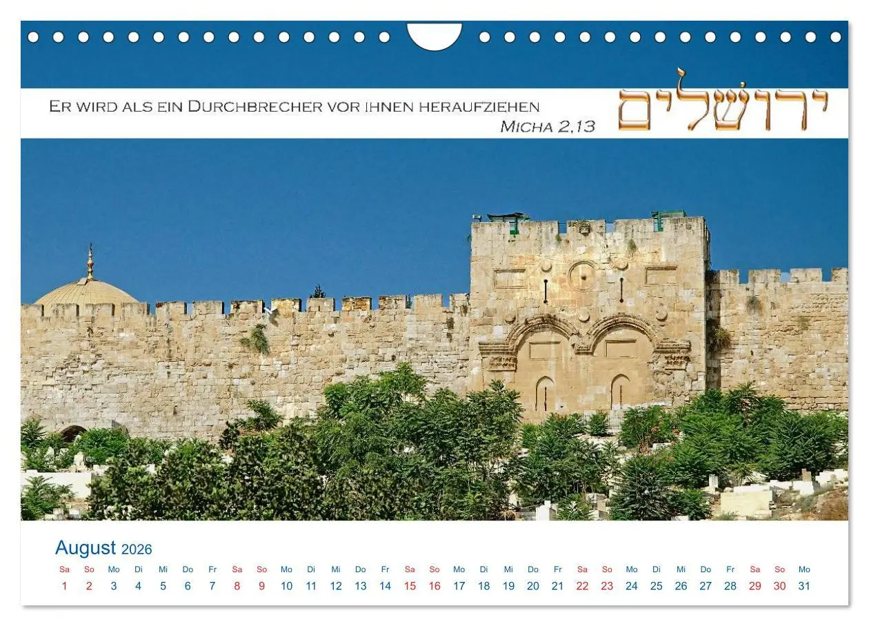 Bild: 9783516107883 | Jerusalem. Kalender mit Bibelworten (Wandkalender 2026 DIN A4...