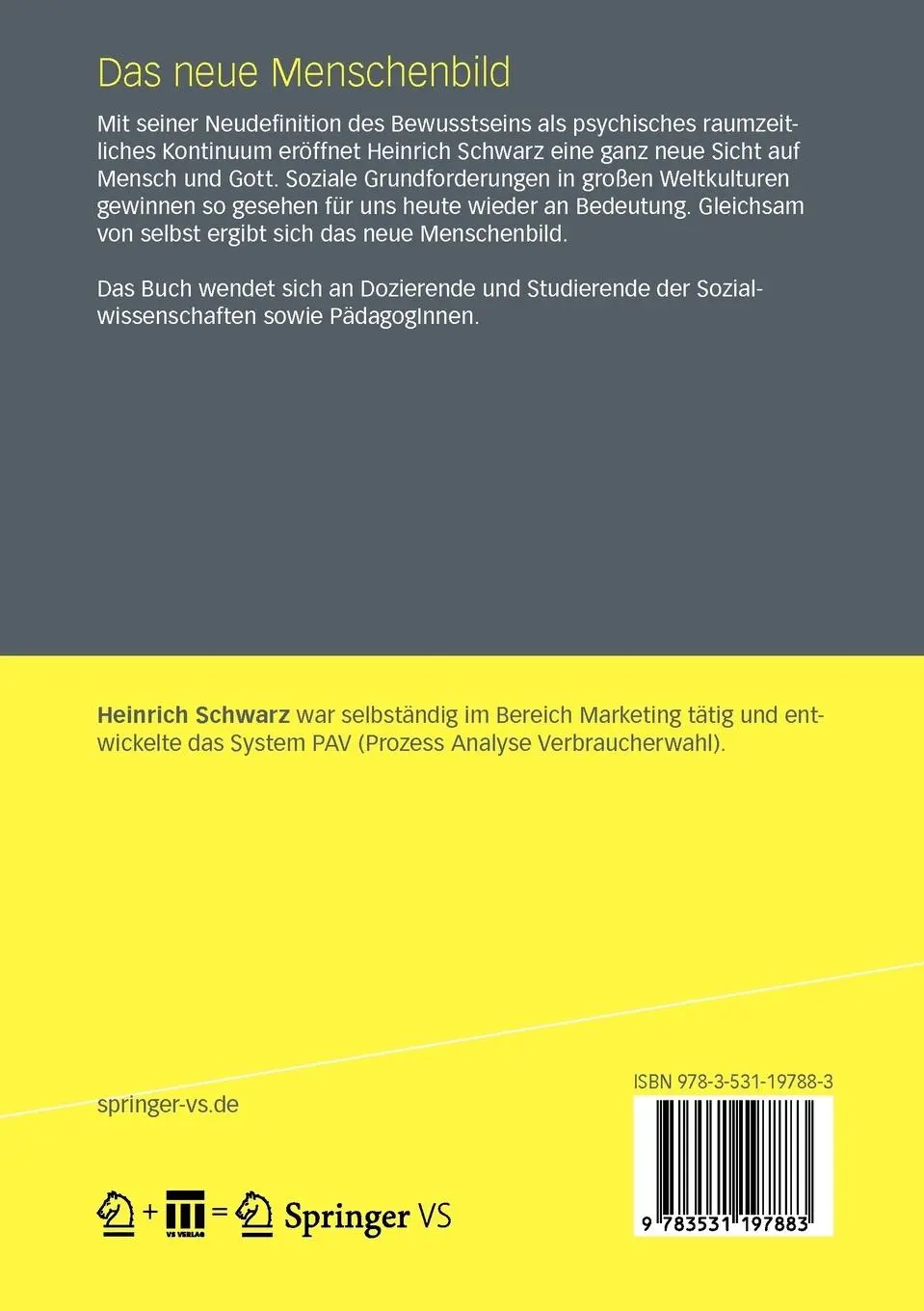 Rückseite: 9783531197883 | Das neue Menschenbild | Heinrich Schwarz | Taschenbuch | ix | Deutsch
