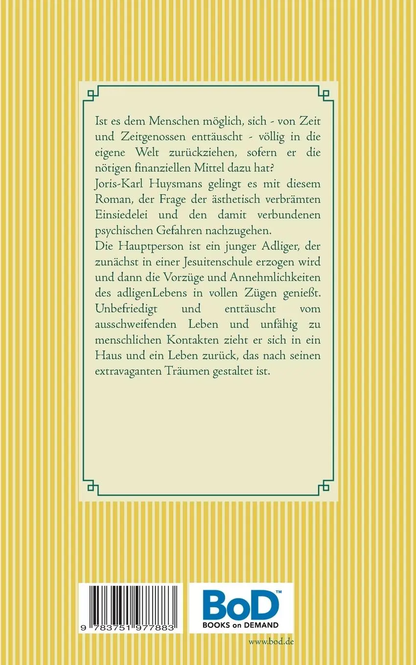Rückseite: 9783751977883 | Gegen den Strich | Band 91 | Joris-Karl Huysmans | Taschenbuch | 2020