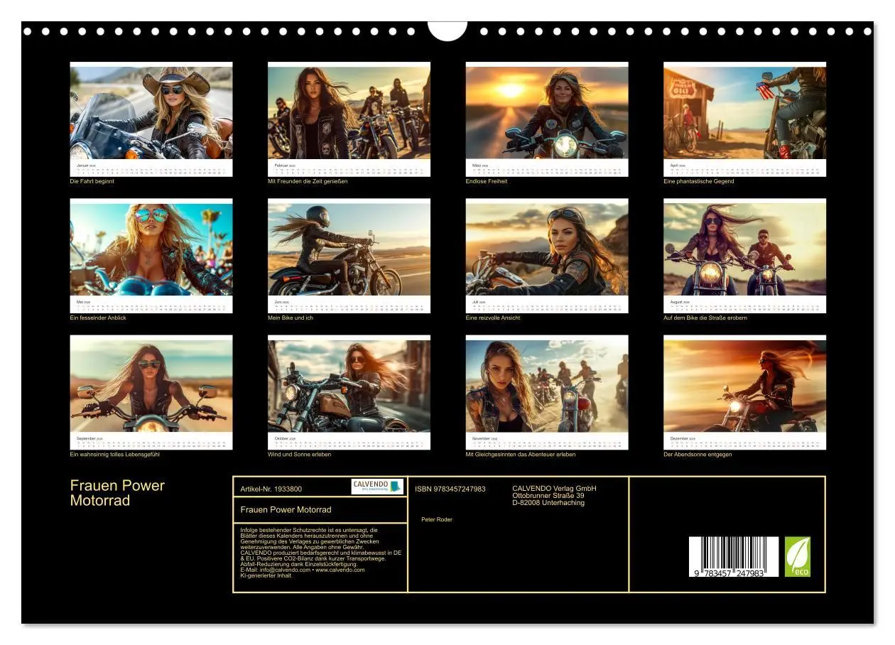 Bild: 9783457247983 | Frauen Power Motorrad (Wandkalender 2026 DIN A3 quer), CALVENDO...
