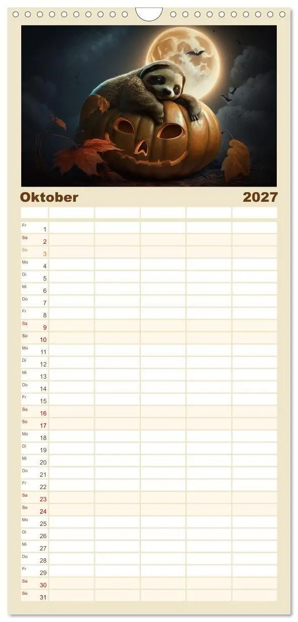 Bild: 9783594317983 | Familienplaner 2027 - Der Kalender für echte Faultiere mit 5...