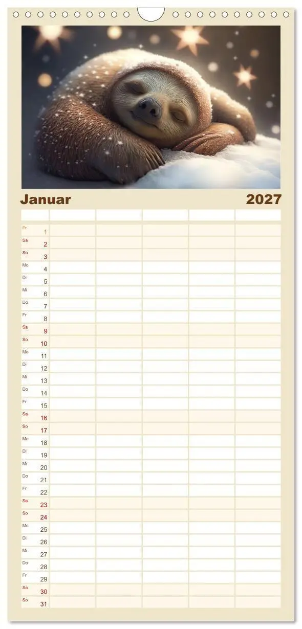 Bild: 9783594317983 | Familienplaner 2027 - Der Kalender für echte Faultiere mit 5...
