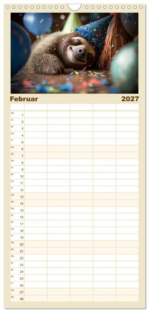 Bild: 9783594317983 | Familienplaner 2027 - Der Kalender für echte Faultiere mit 5...