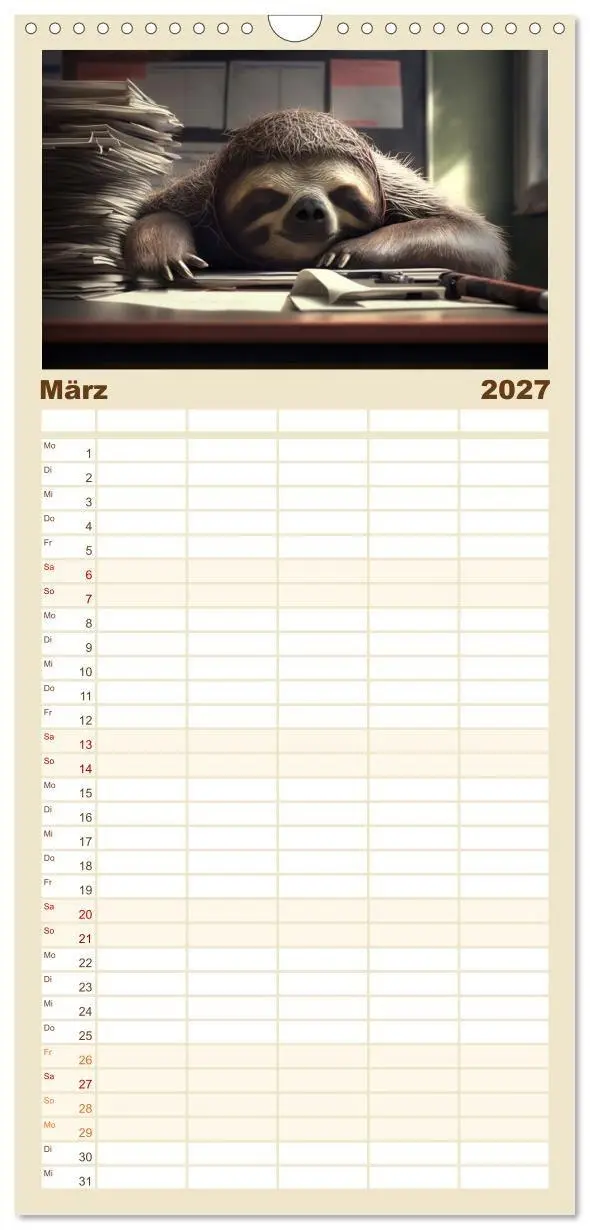 Bild: 9783594317983 | Familienplaner 2027 - Der Kalender für echte Faultiere mit 5...