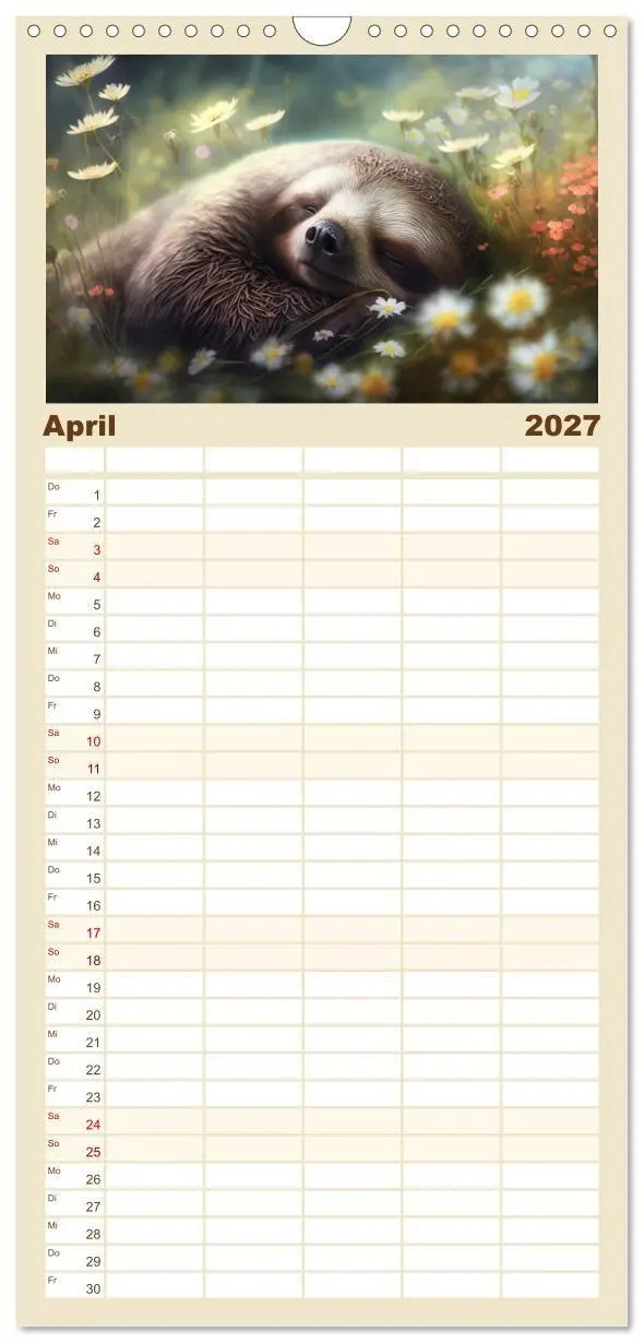 Bild: 9783594317983 | Familienplaner 2027 - Der Kalender für echte Faultiere mit 5...