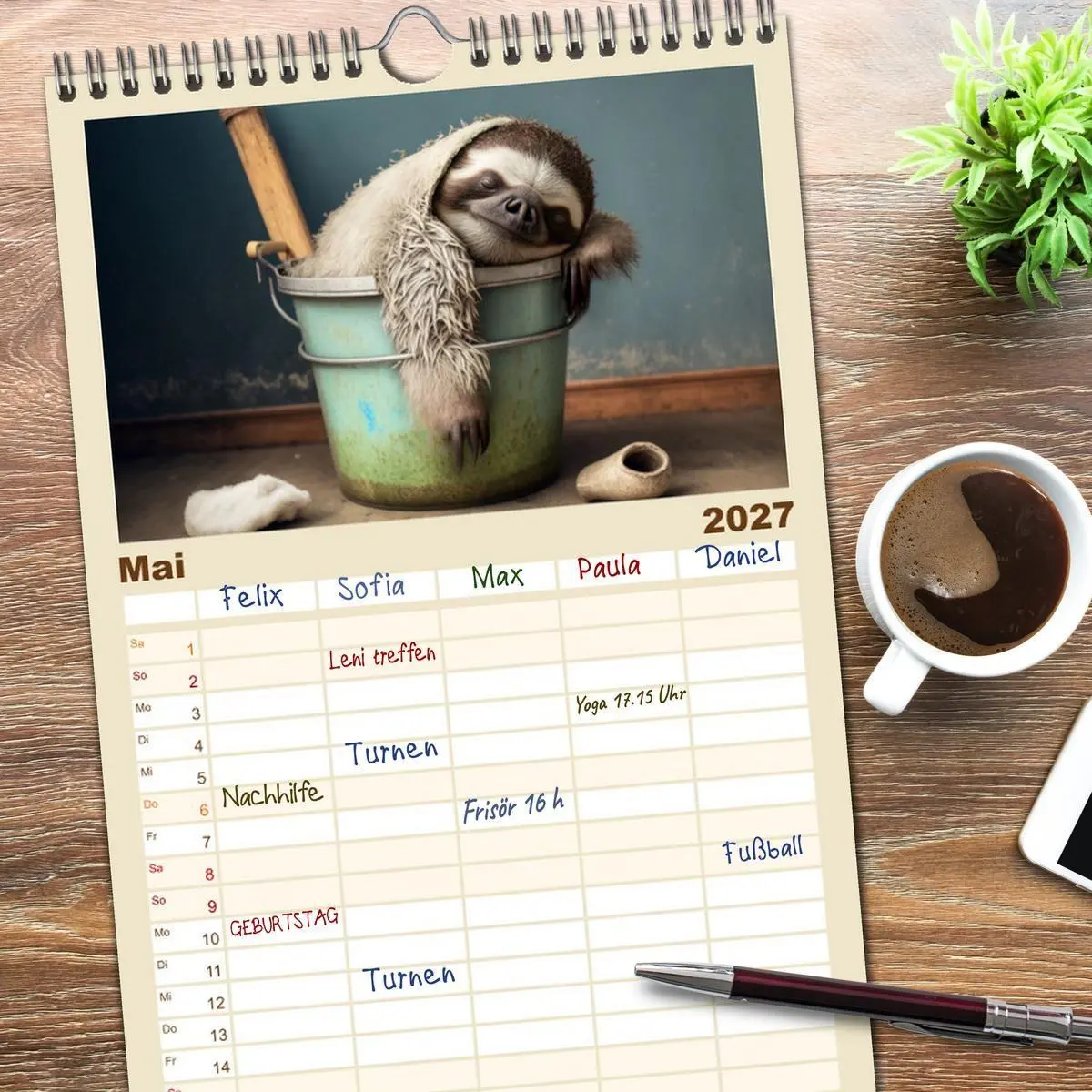 Bild: 9783594317983 | Familienplaner 2027 - Der Kalender für echte Faultiere mit 5...