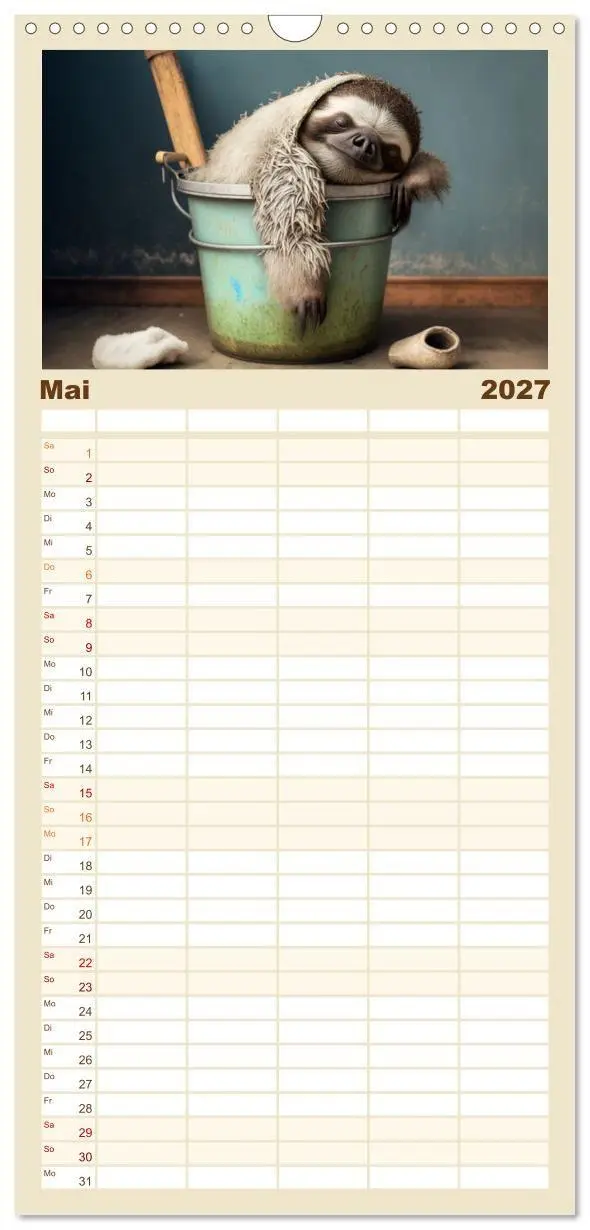 Bild: 9783594317983 | Familienplaner 2027 - Der Kalender für echte Faultiere mit 5...