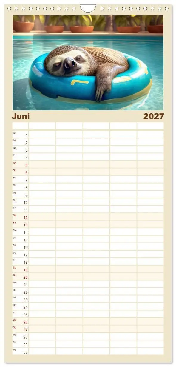 Bild: 9783594317983 | Familienplaner 2027 - Der Kalender für echte Faultiere mit 5...