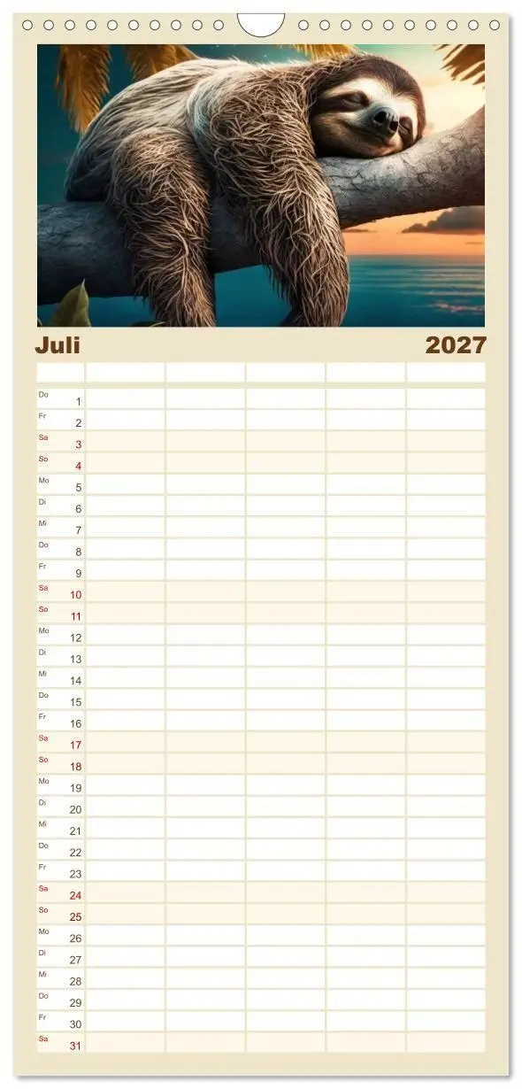 Bild: 9783594317983 | Familienplaner 2027 - Der Kalender für echte Faultiere mit 5...