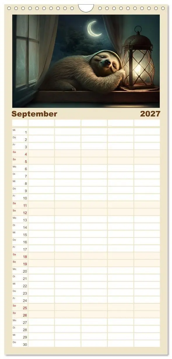 Bild: 9783594317983 | Familienplaner 2027 - Der Kalender für echte Faultiere mit 5...