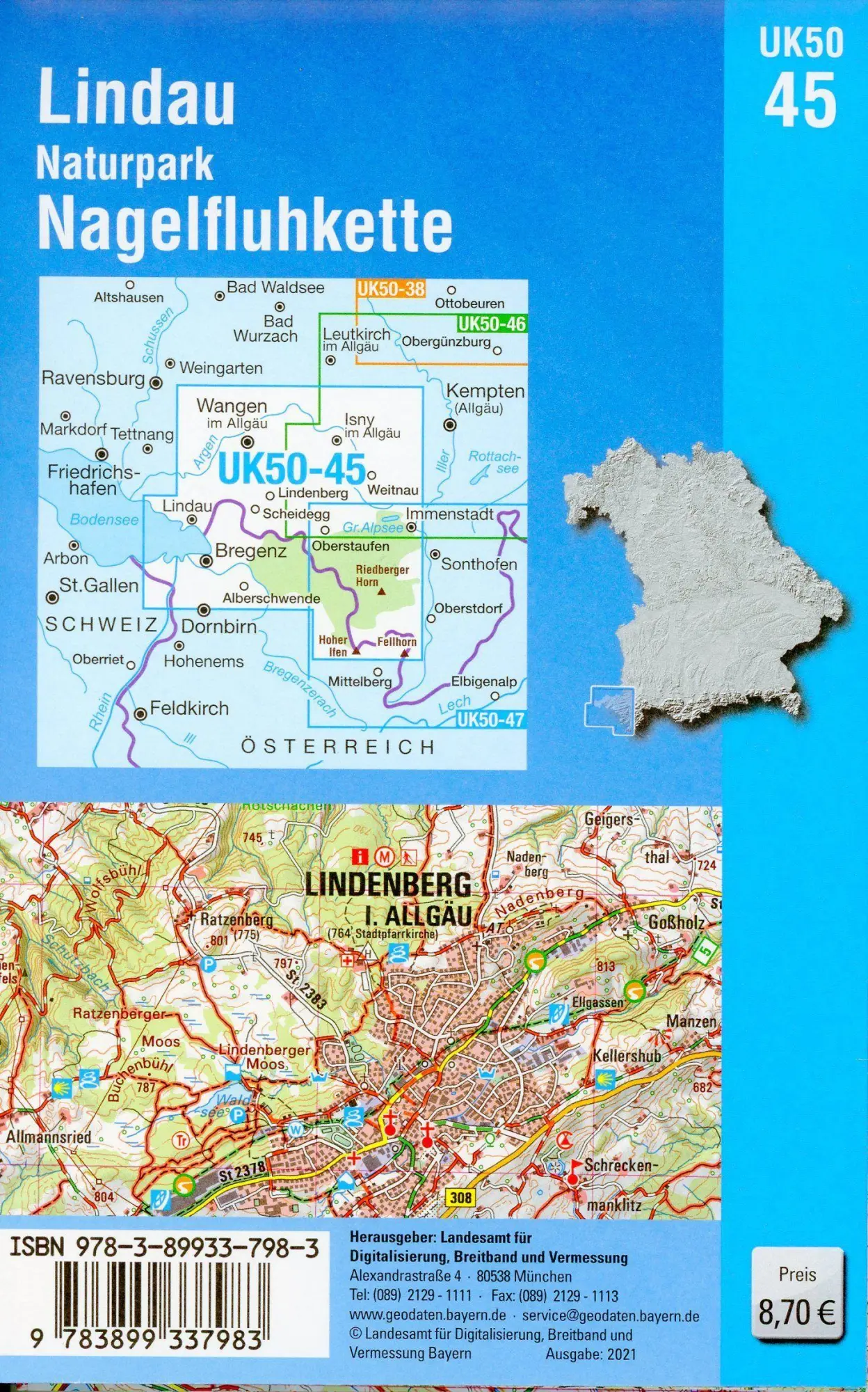 Bild: 9783899337983 | Lindau, Naturpark Nagelfluhkette 1:50000 (UK50-45) | Digitalisierung