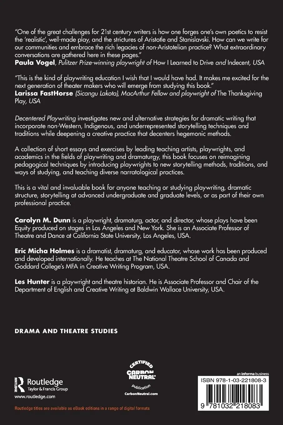 Rückseite: 9781032218083 | Decentered Playwriting | Alternative Techniques for the Stage | Buch