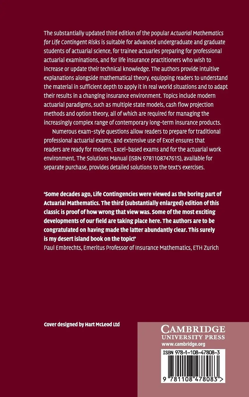 Rückseite: 9781108478083 | Actuarial Mathematics for Life Contingent Risks | Dickson (u. a.)
